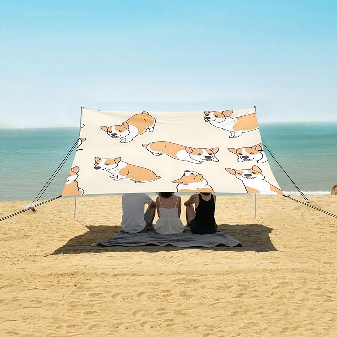 Posts Cute Dogs Background Camping Sun Shelter Beach Tent Portable Beach Sun Shade Outdoor Canopy for Camping Trips Fishing Picnic
