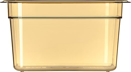 Carlisle FoodService Products StorPlus High-Heat 1/6-Size Food Pan 6 Deep Food Storage Container with 4 Quart Capacity High Heat Plastic 1/6 Size Amber (Pack of 6)