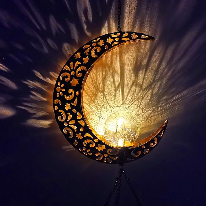 Moon Solar Lights Wind Chimes for Outside Gift for WomenMom and Grandma Birthday Gifts Large Decor Windchimes Outdoors Gardening Gift for Outdoor Patio Yard Porch Solar Moon Night Lights