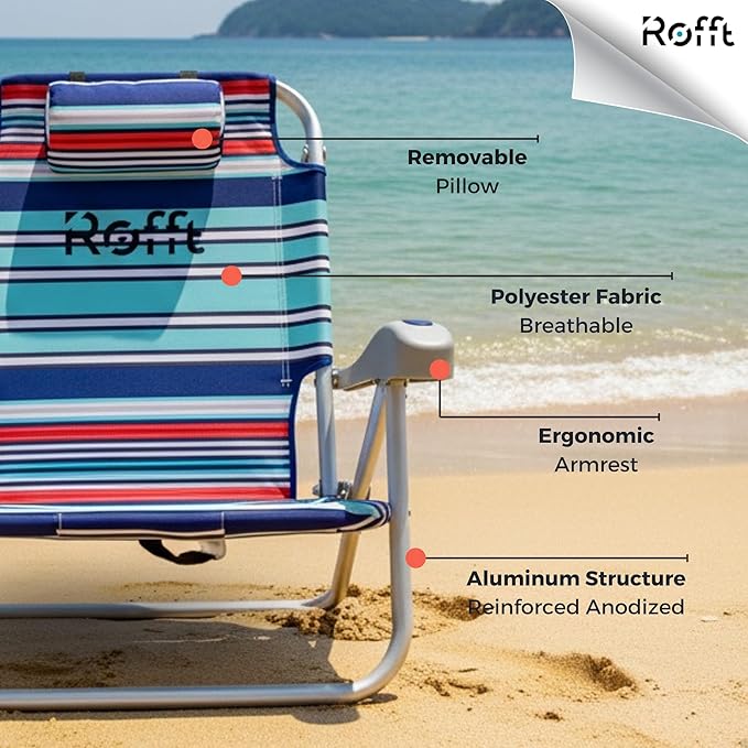 Beach Chair 6 Positions Backpack Beach Chairs for Adults Reclining and Folding Heavy Duty Backpack Straps Best Beach Chair Lay Flat Lightweight