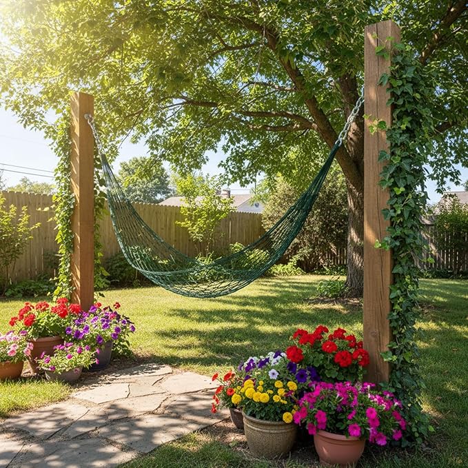 Nylon Rope Meshes Hammock Portable Outdoor Camping Hammock Garden Swing Hanging Bed for Garden Beach Yard Travel