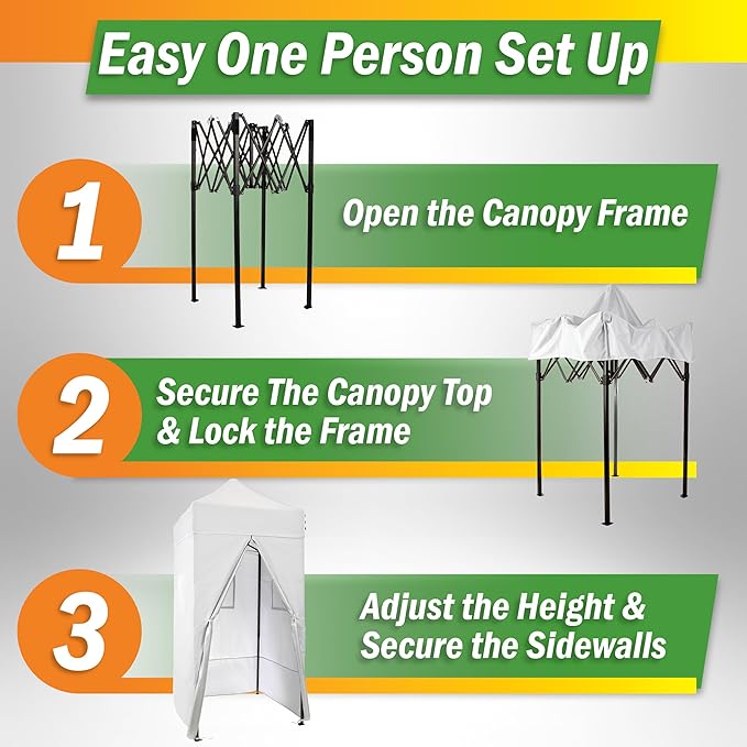 Pop Up Changing Tent - 46.5” Steel Frame Canopy Sun Shelter Pool Cabana Portable Changing Room or Privacy Tent for Camping Toilet or Portable Shower - Camping Essentials by Wakeman Outdoors (Black)