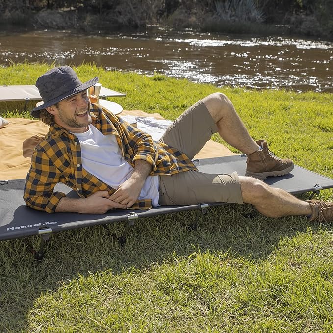 Naturehike GoWild Camping Cot for Adults Portable Sleeping Cot with Carry Bag Lightweight Tent cot Camping Bed for Camp Outdoor/Office Home Nap (Black EU