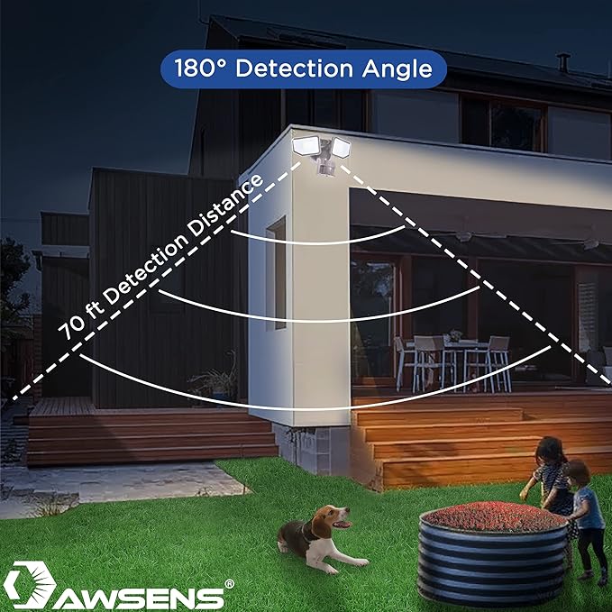 40W LED Security Lights Motion Sensor Light Outdoor 180 Degree 4000LM 5000 K ETL Water Resistant Clear 2 Head Motion Detector Flood Light for Garage Yard 2-Pack (Bronze)