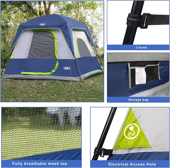 UNP 2/4/6/8 Person Tent Portable Cabin Tent Camping Tent 4-Person Easy Set Up Waterproof with Top Rainfly for Outdoor Camping/Hiking