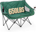 ARROWHEAD OUTDOOR Portable Folding Double Duo Camping Chair Loveseat w/ 2 Cup &amp Wine Glass Holder Carrying Bag Supports up to 500lbs