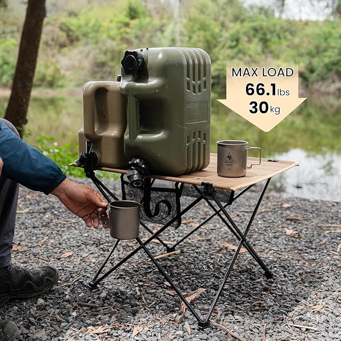 ONETIGRIS Foldable Camping Table Lightweight Portable Table Sturdy &amp Quick Setup Holds Up to 66 lbs Perfect for Camping Hiking Backpacking Picnic Beach Travel