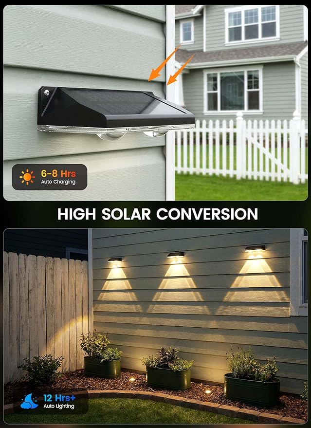 Brightown 6 Pack Solar Lights Outdoor Waterproof Color Changing Solar Fence Deck Step Flood Lights Warm White &amp RGBCW 11 Color IP65 Waterproof Garden Lights for Outside Backyard Yard Step Patio