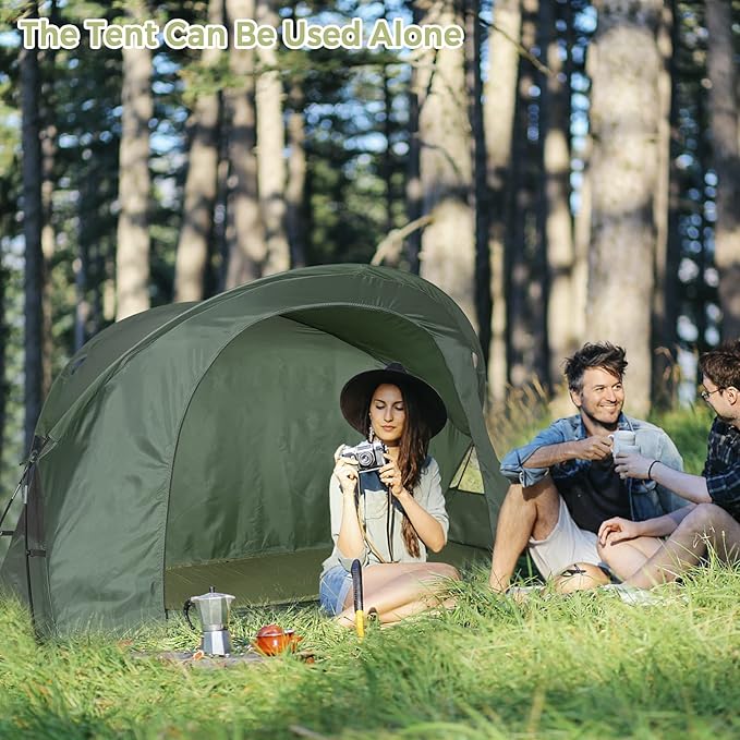 Tangkula 4-in-1 Camping Cot Tent Set Foldable Off Ground Elevated Tent for 1 Person Portable with Waterproof External Cover Air Mattress &amp Carrying Bag Ideal for Outdoor Hiking Camping