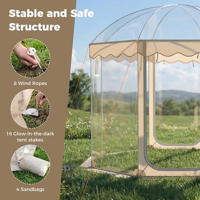 KOTEK Pop Up Bubble Tent 10 x 10 Ft Weather Pod with 2 Roll-Up Doors Carrying Bag 8-10 Person Igloo Tent Dome for Camping Backyard Beach Parks Winter Activities Outdoor Events