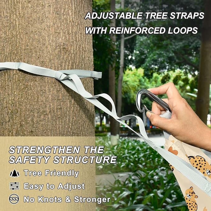 Camping Hammock Outdoor Hammocks for Outside Leopard Heart Beach Trees Portable Lightweight with Pockets Tree Straps Indoor