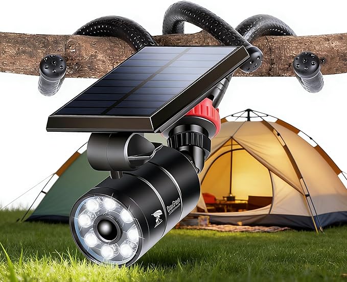 Solar Motion Sensor Flood Lights Solar Motion Sensor Security Camping with Flexible Tripod 1400LM Aluminum Waterproof Spotlights for Camping Fence &amp Patio 9W (130W Eqv.)