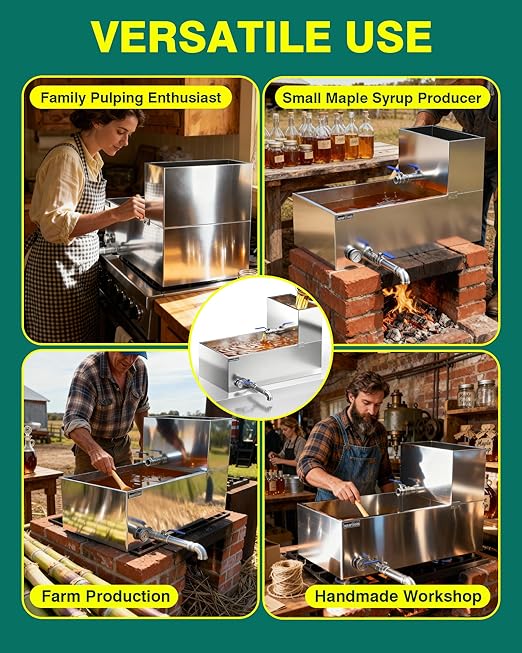 WantJoin Maple Syrup Evaporator Pan 25 GAL - Syrup Evaporator Pan Stainless Steel w/Thermometer 30 * 16 * 19 Inch Makes 375 Bottles of 50oz Upgraded Leak-Proof TIG Welded Seams
