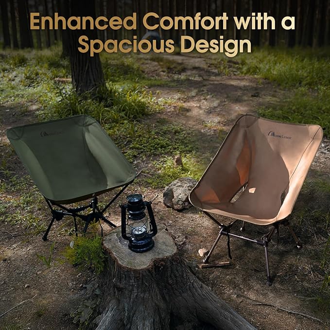 MOON LENCE Portable Camping Chair Plus Larger &amp Roomier Compact and Lightweight Still Folding Chair for Backpacking &amp Hiking 330Lbs Capacity (Moss Green-2pack)