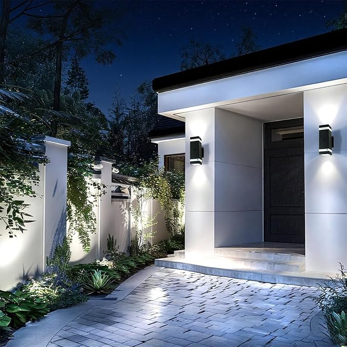Motion Sensor Outdoor Wall Lights with 3 Lighting Modes Dusk to Dawn Porch Light with Bulbs Include IP65 Waterproof Modern Black Wall Sconce for Patio Garage Front Door