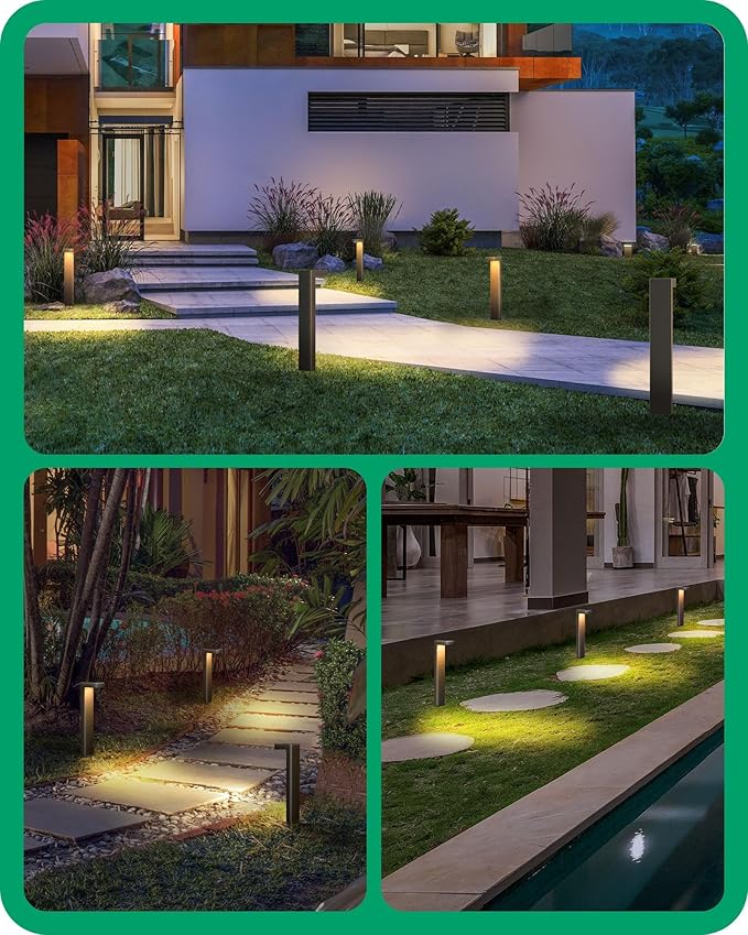 EDISHINE Low Voltage Landscape Lighting 3.2W 3000K 50000Hrs Electric LED Pathway Lights Wired 12V Waterproof Outdoor Landscape Path Lights Modern Aluminum Housing for Driveway Garden 6Pack
