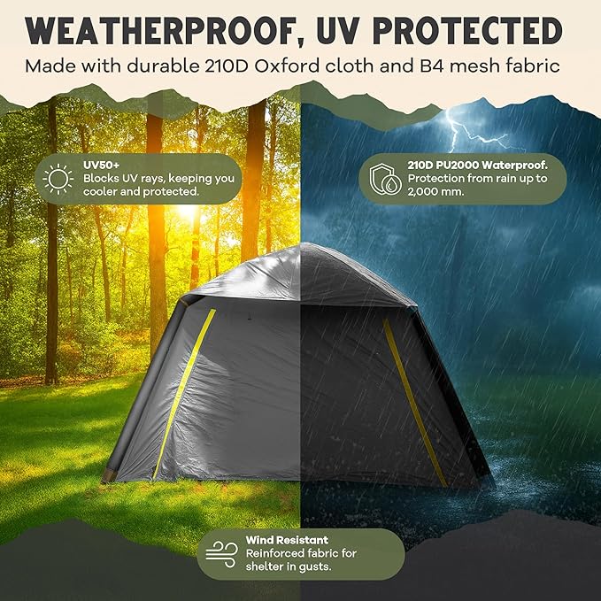 CloudCamp Inflatable Tents for Camping- 6 People Waterproof Oxford Fabric(210D) Quick Setup Air Tent with Manual &amp Battery Pump UV Protection 4-Season Inflatable Tent