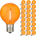 Novelty Lights 25 Pack Orange G40 LED Filament String Light Bulbs E12/C7 Candelabra Base 5 Watt Equivalent Shatterproof Replacement Bulbs for Patios Canopy Lighting