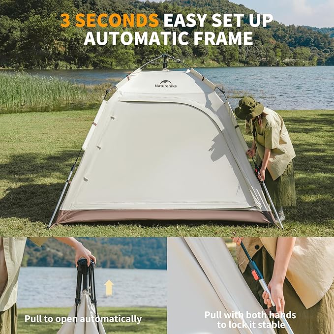 Naturehike Upgraded Ango 3-4 Person Blackout TentInstant Pop up Tents for Camping Waterproof Anti-UV Camping Tent