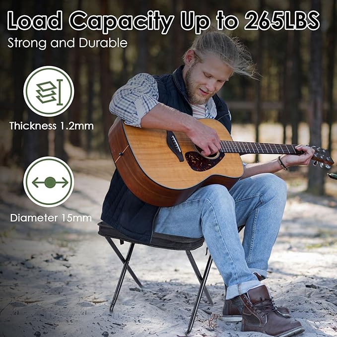 MOONCY Portable Stool 13 Inch Small Folding Stool for Adults Ultralight Black Camping Stools for Hiking and Fishing Hold Up to 265 LBS