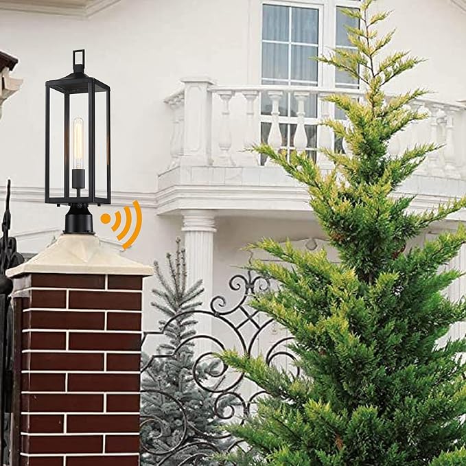 21.3 Inch Outdoor Lamp Post Light Fixture Dusk to Dawn - Residential Sidewalk Lamp Post Sconce Dusk to Dawn Outside Pole Lantern for House Outdoor Column Light E26