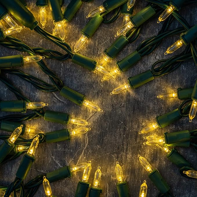 200 Count Warm White LED Christmas Lights 66 ft Green Wire UL Certified Commercial Grade Holiday String Light Set (Warm White)
