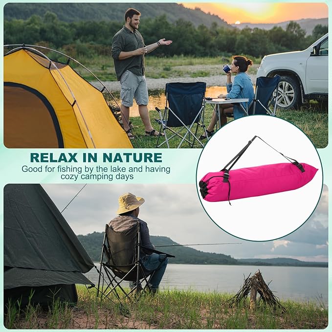 PATIKIL Foldable Camp Chair Replacement Bag 2 Pcs Camping Chairs Folding Chair Carry Bag with Adjustable Shoulder Strap for Outdoor Camping Fishing Storage Rose Red Black