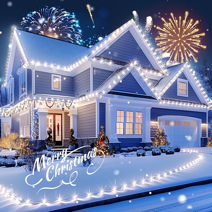 Minetom 147 FT 200 LED C9 LED Christmas Lights Outdoor - Plug in Fairy Lights with Timer &amp 8 Modes Waterproof Commercial Grade Extendable for Indoor Outdoor Roofline Patio Yard Xmas Decoration W