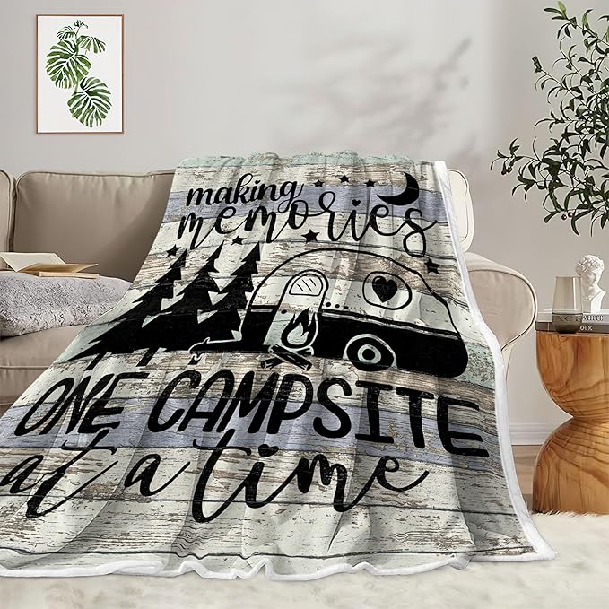Camping Blanket Camping Lovers Gift Ideas for Men or Woman Campsite Outdoors RV Hiking Travel Throw Blanket for Sofa CouchSuper Soft Flannel Blankets Gifts for Bed Camper Outdoor50x60