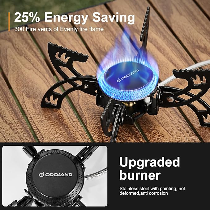 Odoland 3800W Portable Camping Stove Lightweight Gas Stove Collapsible Backpacking Stove with EVA Box Compatiable with Three Kinds of Gas Canister for Outdoor Camping Cooking Hiking and Picnic