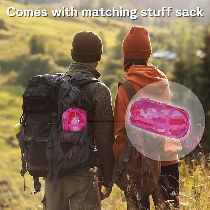 Mirzoyan Woobie Blanket Military Poncho Liner Camo Insulated Camping Woobie Blanket for Outdoor Hiking (Pink with Zipper)
