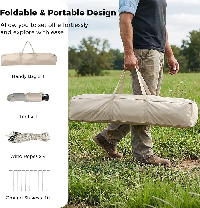 Tangkula 4 Person Camping Tent Instant Pop-Up Cabin Tent with Removable Rainfly Mesh Windows &amp Dual Doors Carrying Bag Portable Outdoor Family Shelter for Picnic Backpacking Traveling