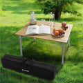 Navaris Bamboo Camping Table - Portable Folding Campervan Table - Picnic Tables That Fold Up - Foldable Fishing Table with Aluminium Telescopic Legs - Outdoor