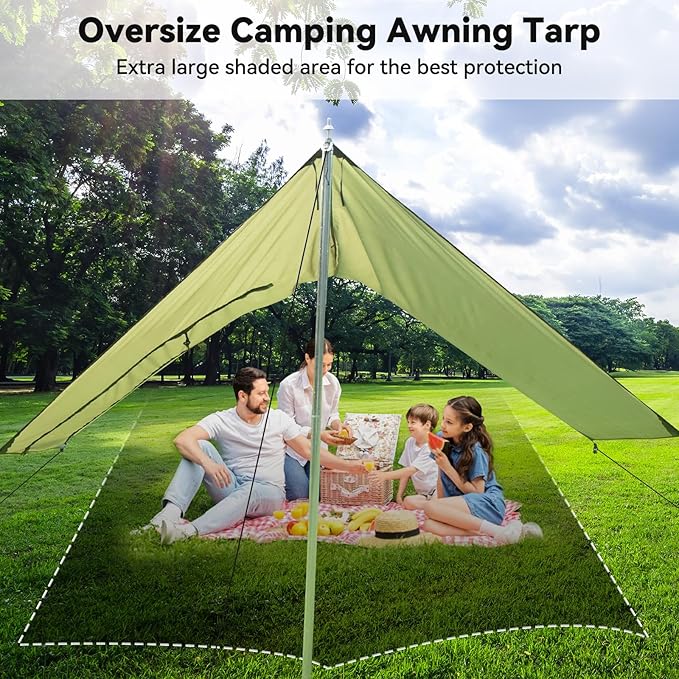 Hammock Rain Fly Tent Tarp (11.5x9.5ft) Large Ultralight Camping Tarps Waterproof Portable Backpacking Multifunctional Rain Cover for Outdoor Hiking Picnic Hammock Car Backpacking
