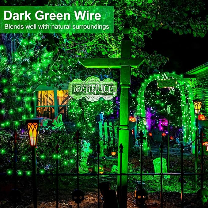 2 Pack Christmas Lights Outdoor Total 200FT 600LED String Lights for Outside with 8 Modes Waterproof Green Wire Twinkle Tree Lights Green Wire for Indoor Yard Garden Party Decorations Green