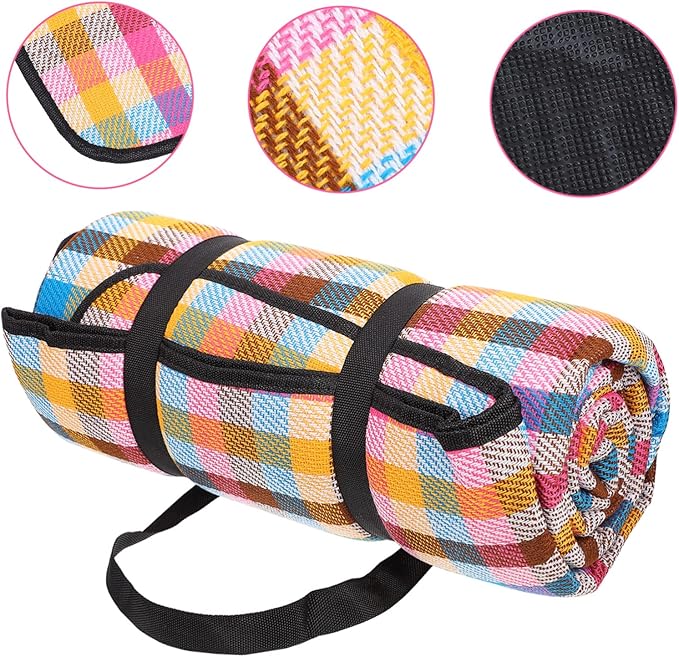 Portable Picnic Blanket Extra Large Camping Mat Beach Rug Thicken Picnic Cushion for Outdoor Activities Lightweight for Travel