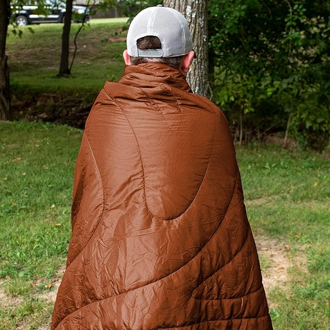 Kijaro Native Camp Quilt | Printed Outdoor Camping Blanket | 55 x 79 | Anza Borrego Orange 1-Person