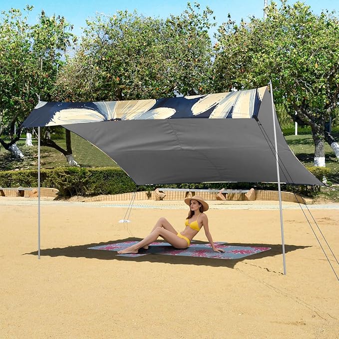 Beach Tent Sun Shelter Daisy Splash Lightweight &amp Easy Setup Beach Shade Canopy for Camping Fishing