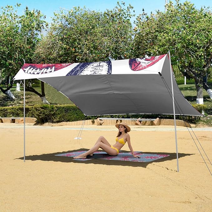 Rugby Tile Color Pattern Camping Sun Shelter Beach Tent Portable Beach Sun Shade Outdoor Canopy for Camping Trips Fishing Picnic