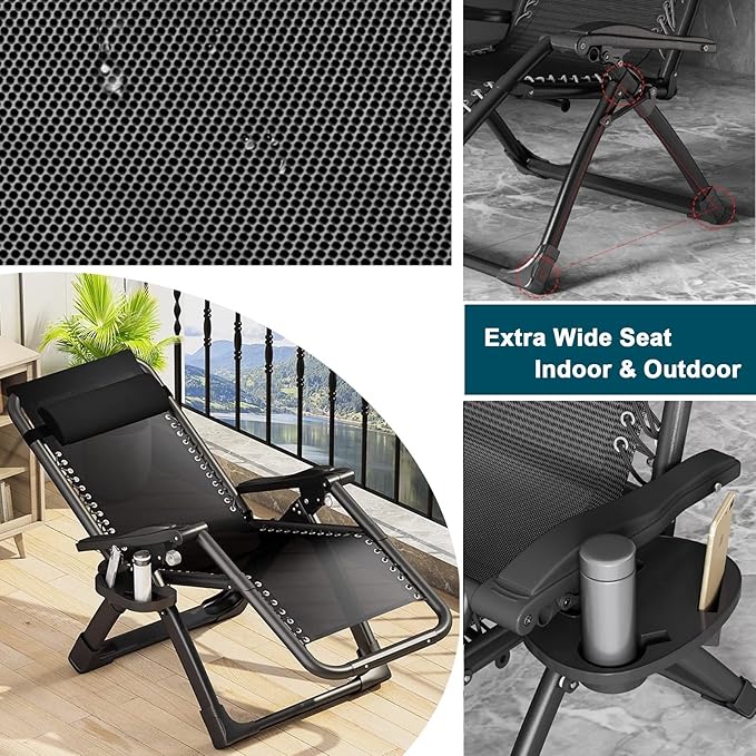 Gravity Lounger Chair Recliner Garden Chairs Reclining Camping Chairs | Folding Recliner Armchair Lawn Chair Portable Deck Chair for Adults
