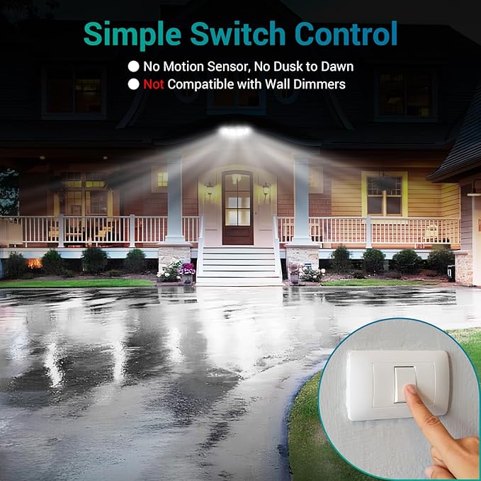 USTELLAR 100W 10000lm Floods Light Outdoor Switch Controlled LED Security Lights with 4 Adjustable Heads 5000K Daylight IP65 Waterproof Bright Exterior LED Flood Light Hardwired Yard-White