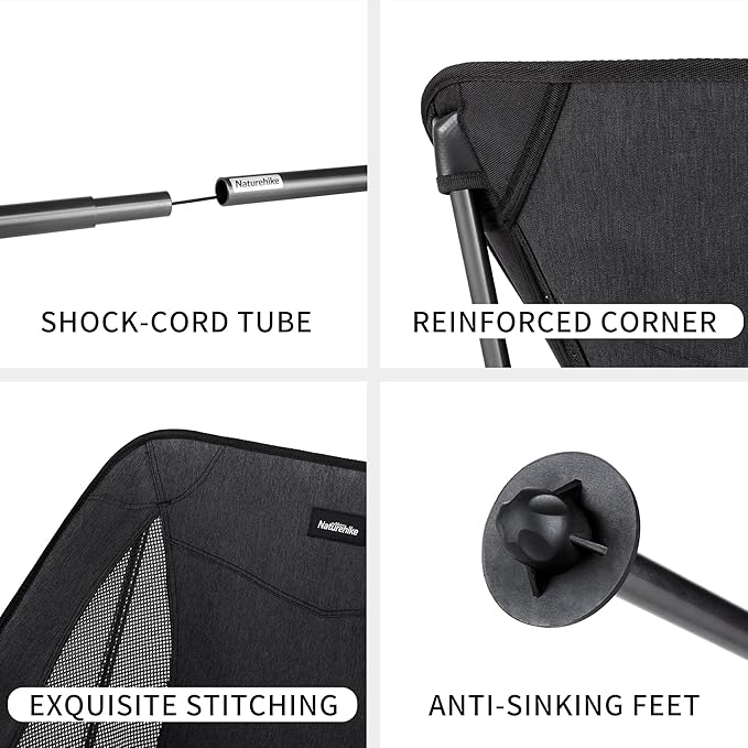 Naturehike YL05 Camping Chair Ultralight Portable Camp Chair with Storage Bag Compact Folding Beach Chair for Backpacking Hiking Fishing Picnic