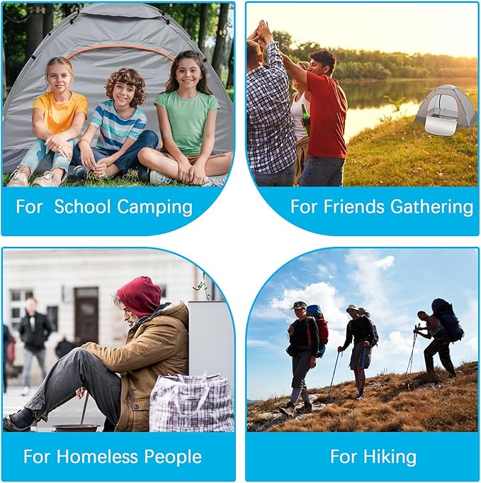 Camping Tents for Homeless Bulk 2 Person Homeless Backpacking Supplies Pop up Adult Waterproof Instant Easy Setup Tent for Hiking Outdoor Travel Camping Donation