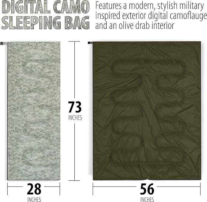 Maxam Sleeping Bag 28 x 73 Olive Drab