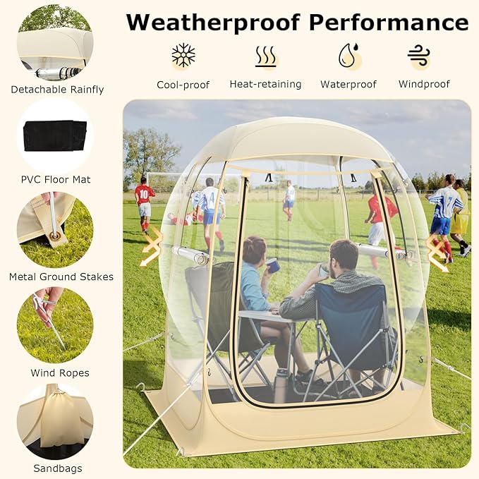 Goplus Sports Tent Instant Pop up Weatherproof Shelter Portable &amp Foldable Outdoor Clear View Bubble Tent w/Carrying Bag Floor Mat Watch Sports Events Camping