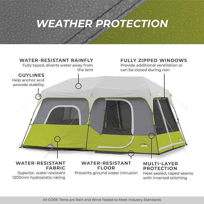 Core 9 Person Instant Cabin Tent - 14' x 9' Green (40008)