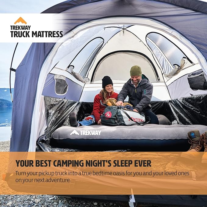 Offroading Gear Inflatable Truck Bed Air Mattress | 6ft to 6.5ft Truck Box | Trekway | Converts to Full Double Size Bed | Durable and Waterproof Compatible with F150 Ram Supercrew etc.