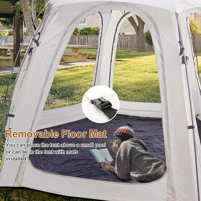 4-6 Person Outdoor Camping Dome Tent - 10 x 10 FT Screen House Room with Removable Waterproof Rainfly &amp Ground SheetLuxury Yurt Glamping Family Tents for Patios Outdoor Camping Activities