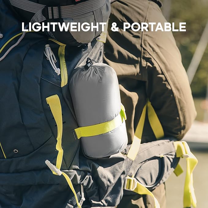 Sonive Blanket 52x75 Packable Compact Blanket Weatherproof Outdoor Down Alternative Throw Puffy Warm Quilt for Camping Hiking Backpacking Picnic Stadium Light Gray