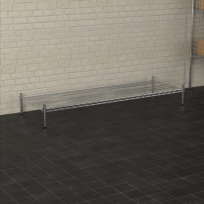 21 x 60 NSF Chrome Wire Stationary Dunnage Storage Rack with 8 Posts Ideal for Commercial Kitchen Home Garage Warehouse Shelters